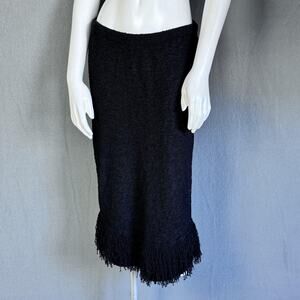 VTG 90s Black Fringe Skirt USA Minimalist Goth Grunge Womens S Avant Garde‎ Art